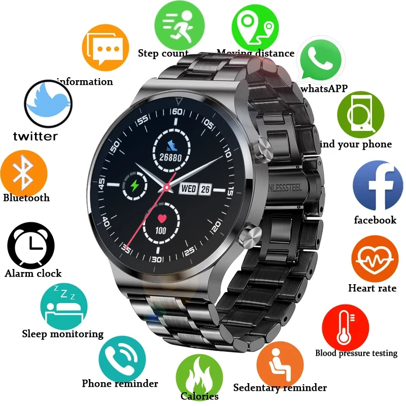 

2022 Men Smart Watch Support Hebrew Heart Rate Monitoring Luxurious Answer Call Dial Call Men Smartwatch for Huawei Watch Gt2