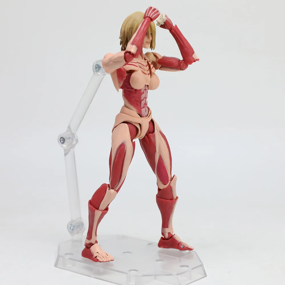 Фото Фигурка Revoltech Amazing Yamaguchi «Атака Титанов»: женщина-титан Энни Леонхарт, подвижная фигурка с заменяемыми лицами, аниме-игрушка. №4