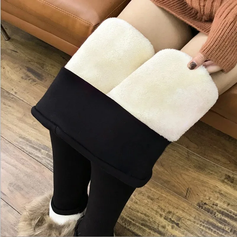 

Women Pants Warm Winter Thick Velvet Legging High Waist Black Leggings Compression Thick Lamb Wool Pants Cold Resistant Pants