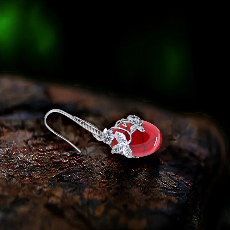 Винтажный Овальный Женский комплект из колье и серёг с тибетским серебряным