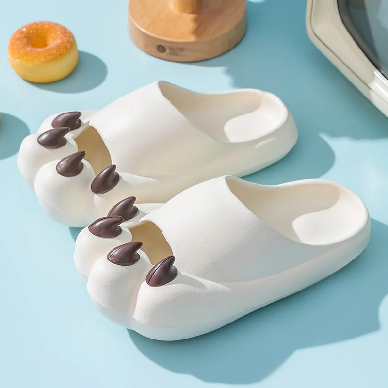 Summer Cute Cat Claw Platform Lightweight Women Slippers Soft Comfortable Children Slippers EVA Non-slip Women's Home Slippers