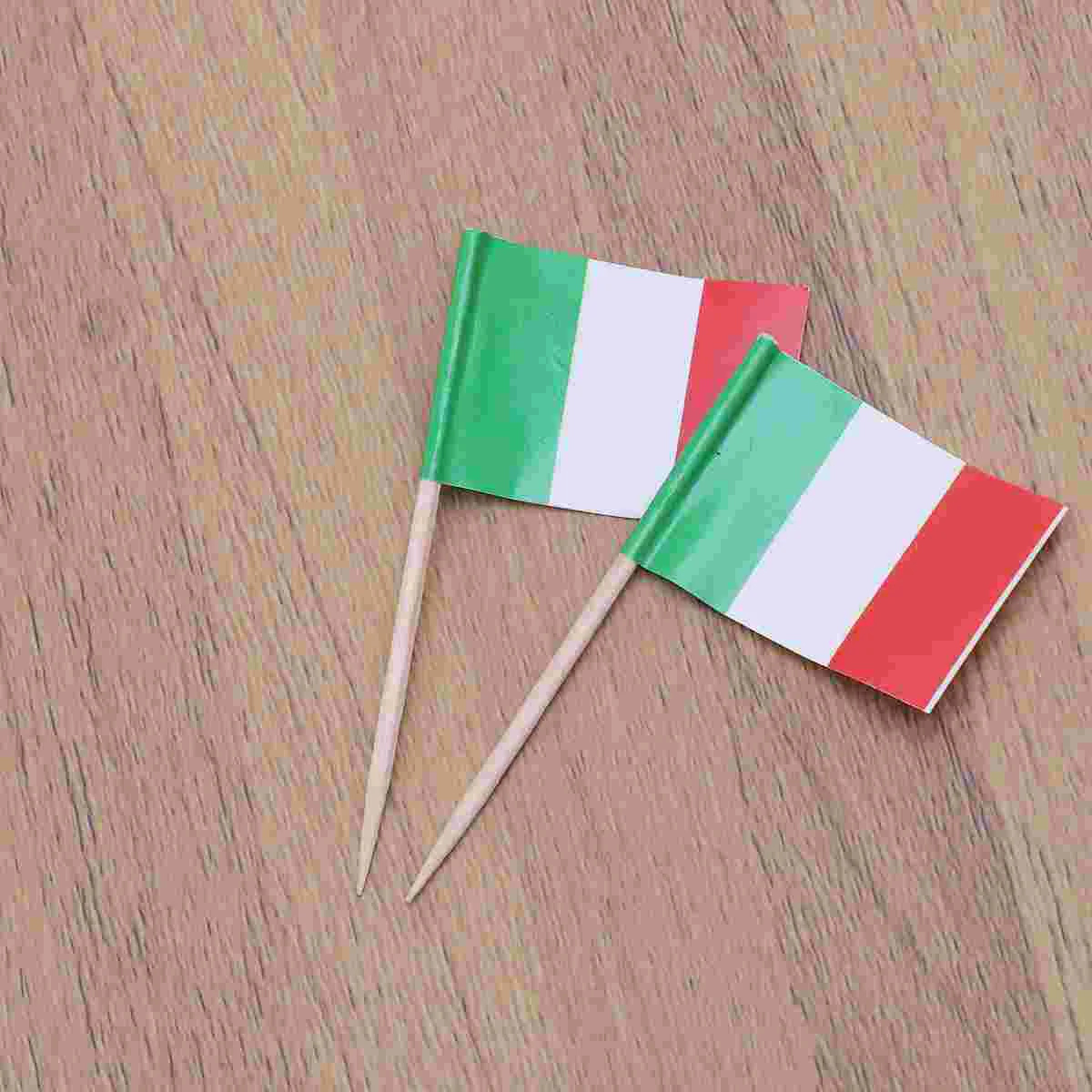

100pcs Italy Flag Shape Picks Decorative Cupcake Muffin Food Fruit Picks Festival Birthday Party Favors