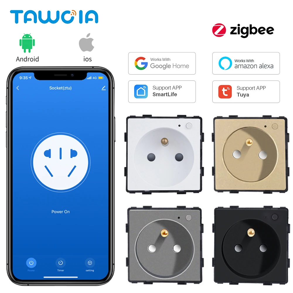 

TAWOIA ZigBee Wall Socket Function Part Power Smart Power Monitor Meter Sockets Key Support Google home Smart Life Tuya Alexa