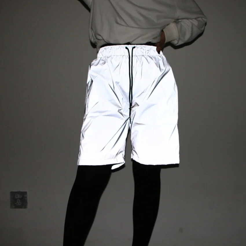 

New 2021 Summer Fashion Men Women Night Light Reflective Shorts Hip Hop Shiny Blink Short Pants For Couples M-3XL