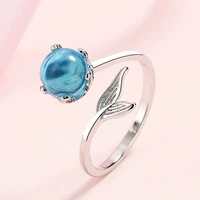 new hot creative 925 sterling silver exquisite mermaid fashion fishtail opening adjustable ring fashion lovers charm jewelry