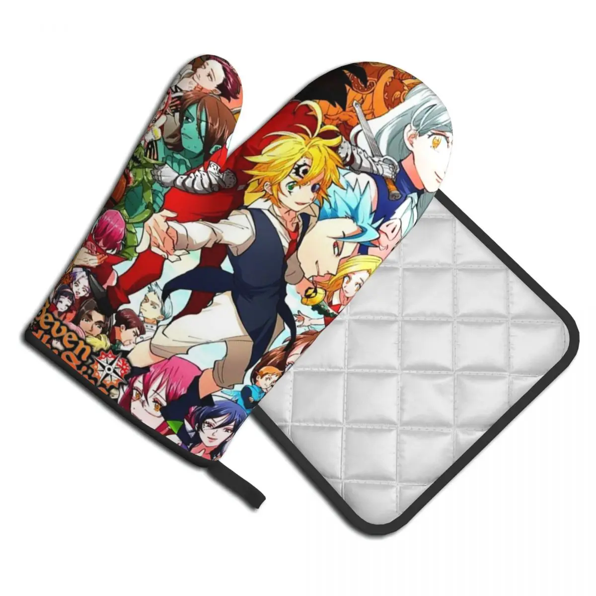 

The Seven Deadly Sins 2pcs Mitt Hot Pad Anime BBQ Bakery Insulation Kitchen Gloves Baking Cooking Oven Mitts Set