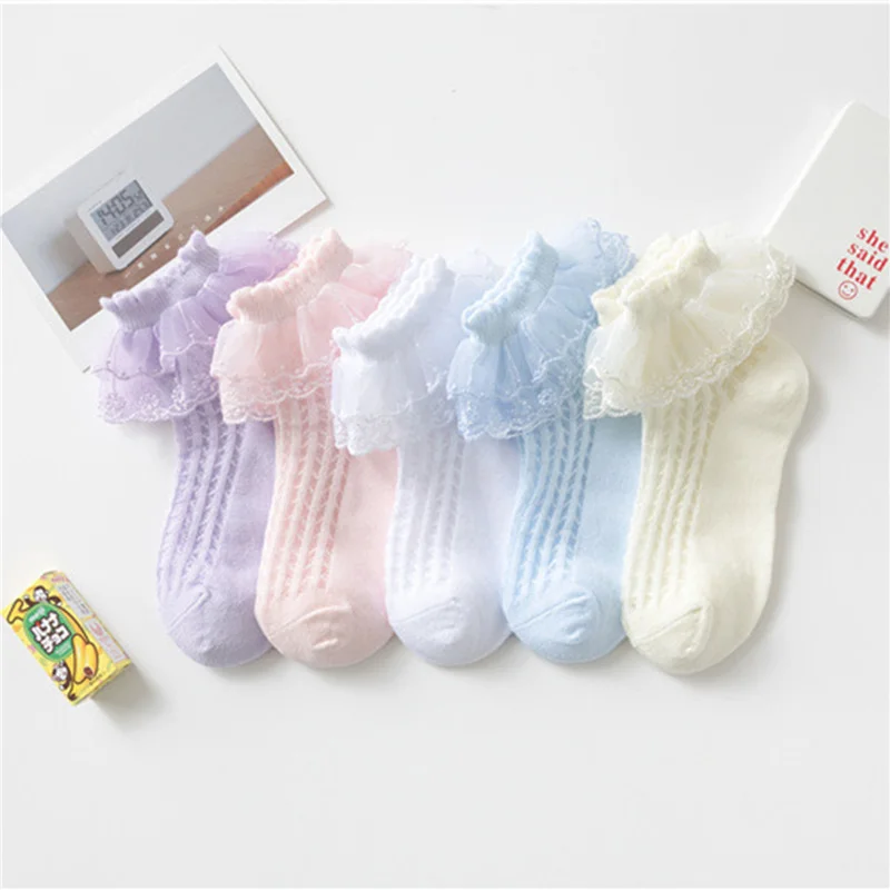 

Носки с оборками для маленьких девочек, мягкие кружевные носки с оборками, милые детские летние сетчатые носки, 1-10 лет
