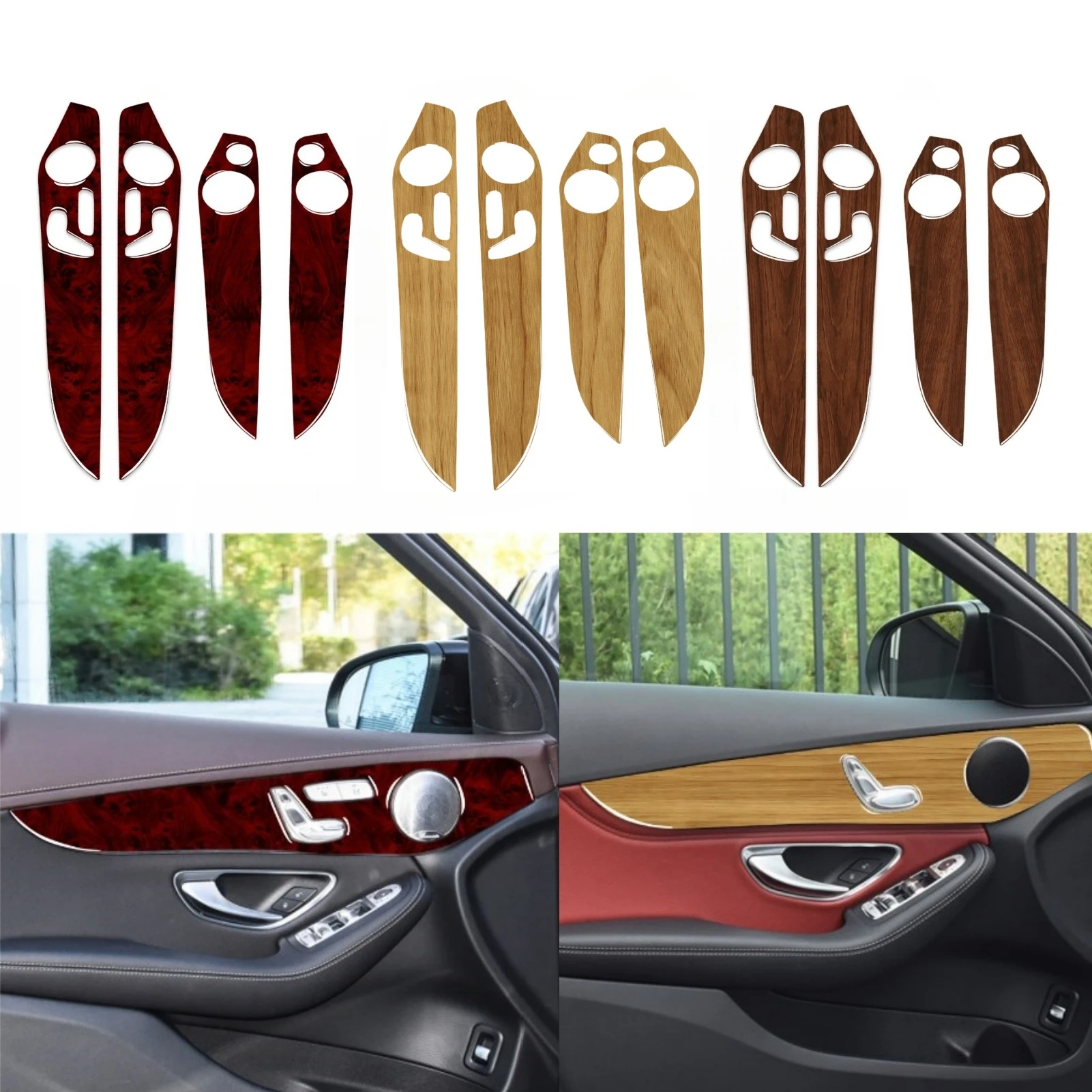 

Для Mercedes W205 Benz GLC Class 2014-2020, Отделка боковой двери под дерево, полоса, наклейка на дверную панель, автоматическая Настройка интерьера, 자차용품 품