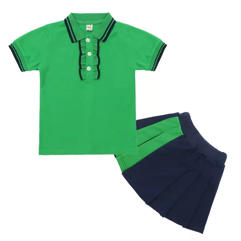 Golf clothing children clothing summer children's short sleeved T-shirt top, girls' short skirt, boys' ball suit Sportswear suit