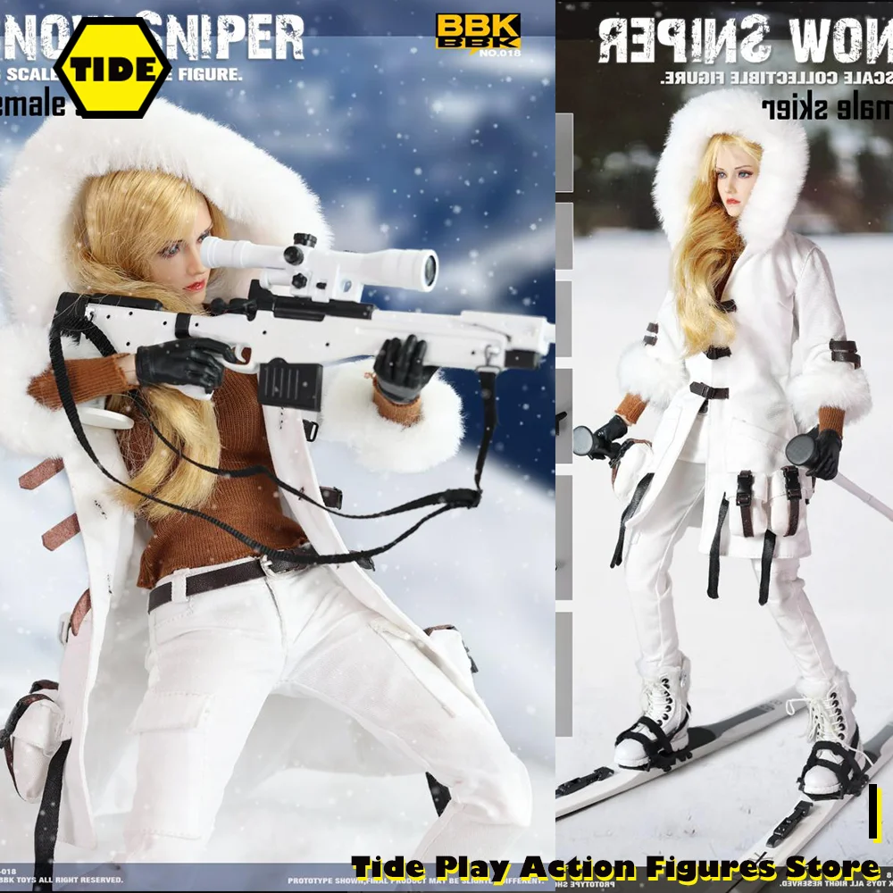 

BBK BBK018 1/6 Scale Collectible Snow Sniper Female Skier 12 inches Full Set Solider Action Figure Model For Fans Holiday Gifts