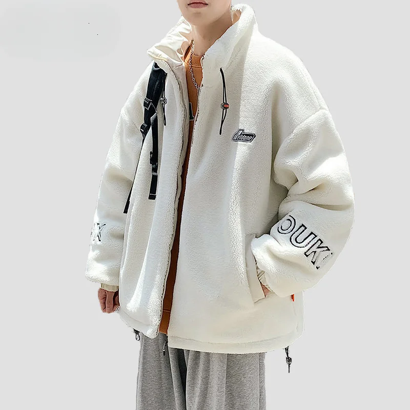 Trendy Lamb Wool Cotton-Padded Jacket Coat Men's Winter Thickened Velvet Padded Cotton-Padded Jacket 2023 New Casual Spring and