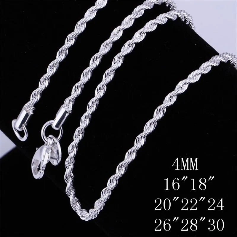 

2022 Twist chain necklace 4mm silver plated necklace hot European and American silver twist necklace
