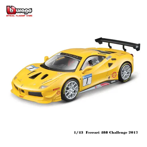 Модель автомобиля Bburago Ferrari 296 GT3 2022 488 250 512 308 312P из сплава, 1:43
