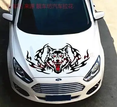 

New car decoration car head personality wolf totem machine head wolf head sticker fashion modified car sticker-27