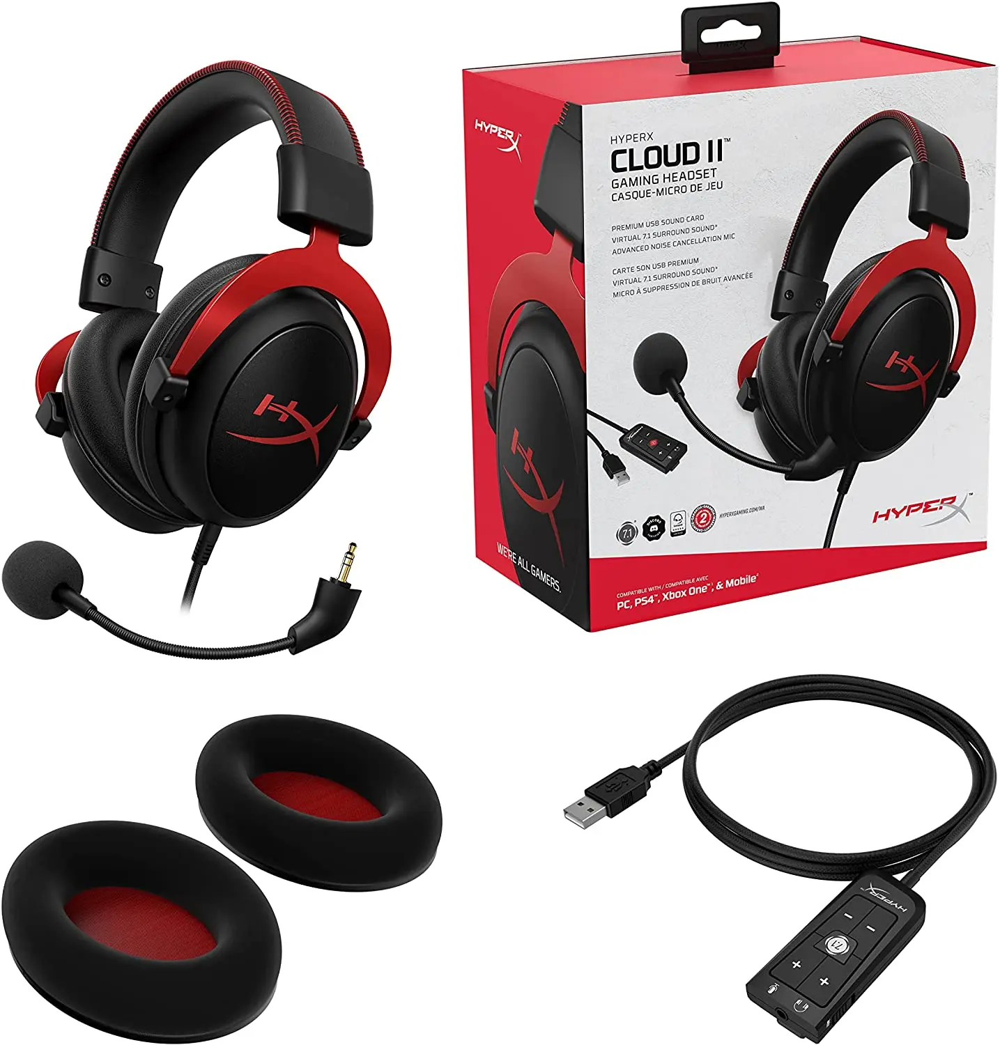 

Wholesale Original English Package Headphones Gaming Gamer Headset Red Hyper Cloud 2 Ii With Mic Wired
