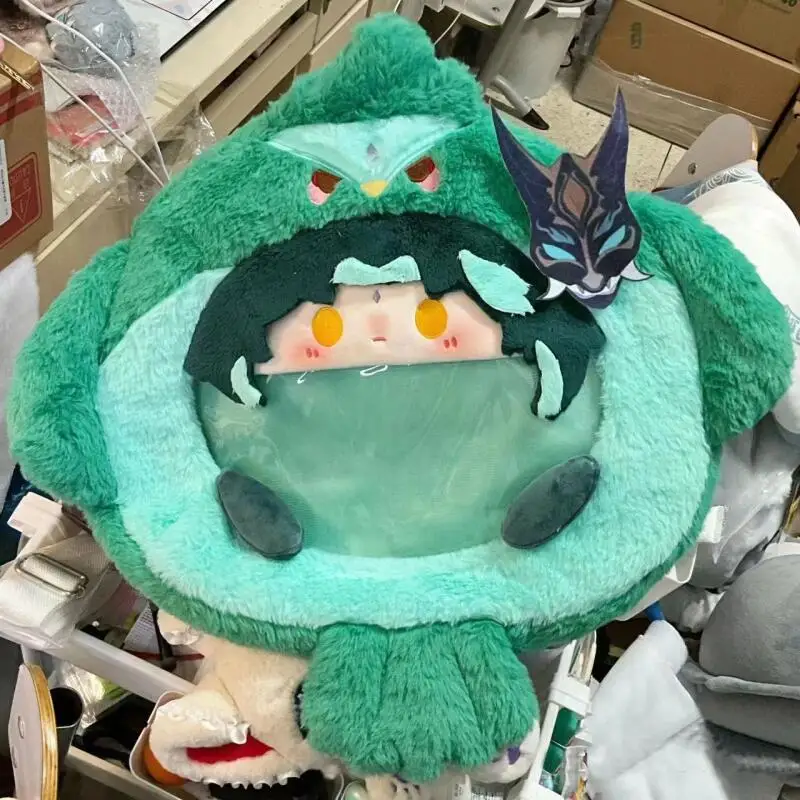 Genshin Impact Xiao Tartaglia Плюшевый Рюкзак Для Косплея Аниме Сумка Унисекс Фланель 35 См