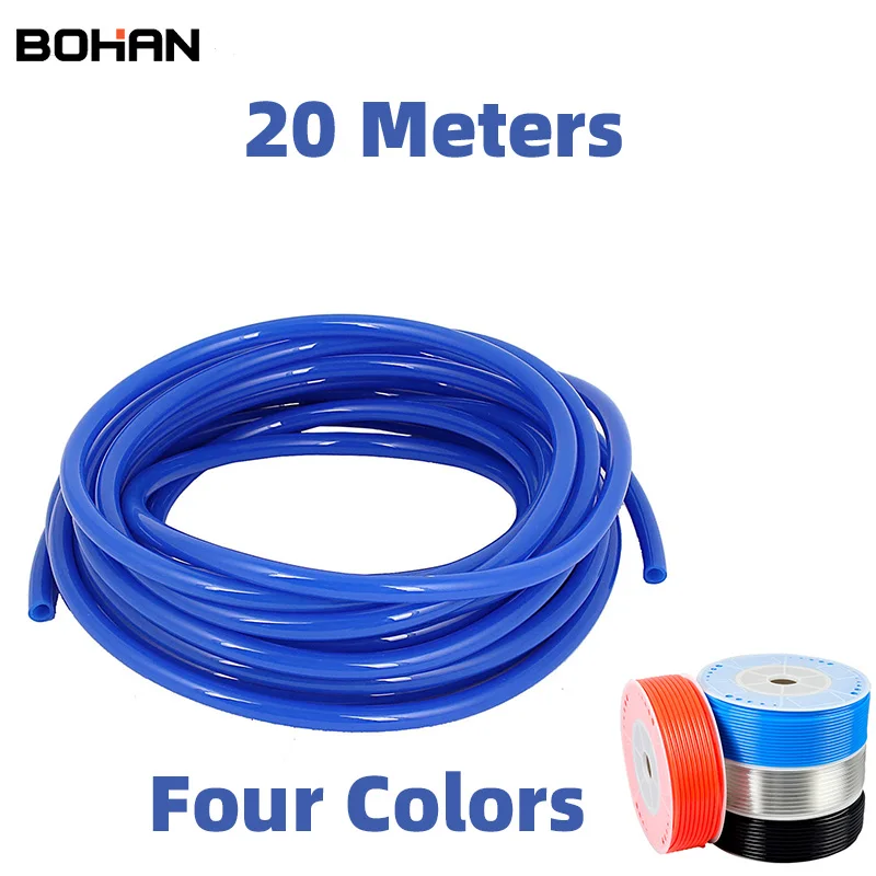 

20 Meters Pneumatic Hose PU Pipe OD 4/6/8/10/12/14/16mm ID 2.5/4.5/6.5/8/10/12mm Black Transparent High Pressure Air Tubing