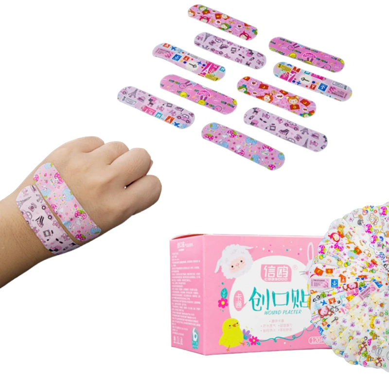

120 Pcs/lot Waterproof Breathable Cartoon Wound Band Aid Home First Aid Adhesive Bandage Emergency Kit for Children Patch Strips