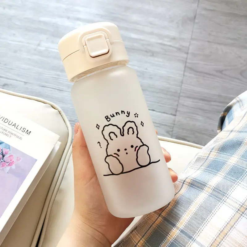 

350/550ML Glass Water Bottle Cute Bear Portable Drinking Bottle Leak-proof Water Cup for Students Cute Drinkware for Water Milk