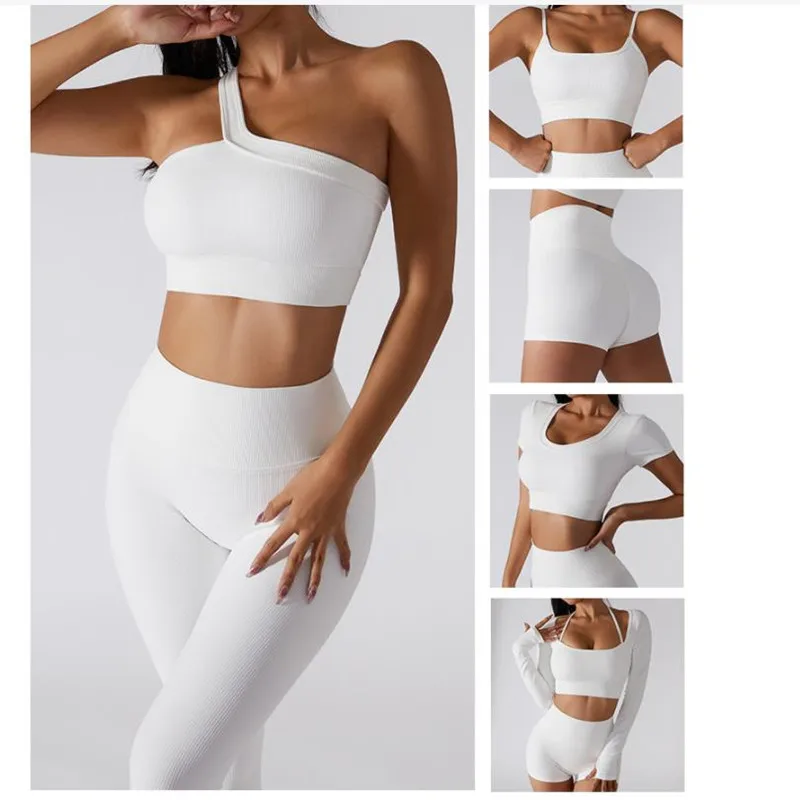 

Yushuhua Seamless Sportswear Women Yoga shirt Gym Workout shorts Fitness Long Sleeve Crop Top High Waist Leggings Yoga Clothes