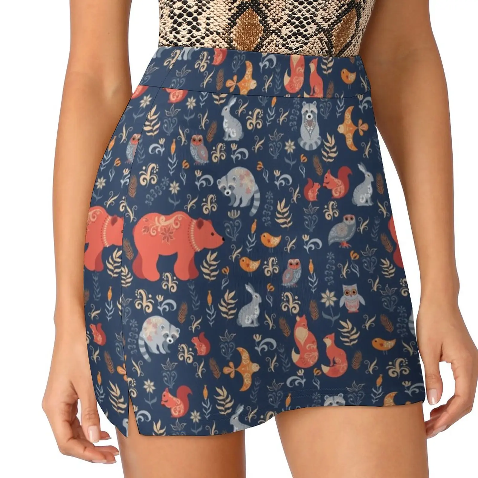 

Fox Bear Raccoon Skirt Summer Fairy Tale Forest Streetwear Casual A-line Skirts Elegant Mini Skirt Women Print Oversized Clothes
