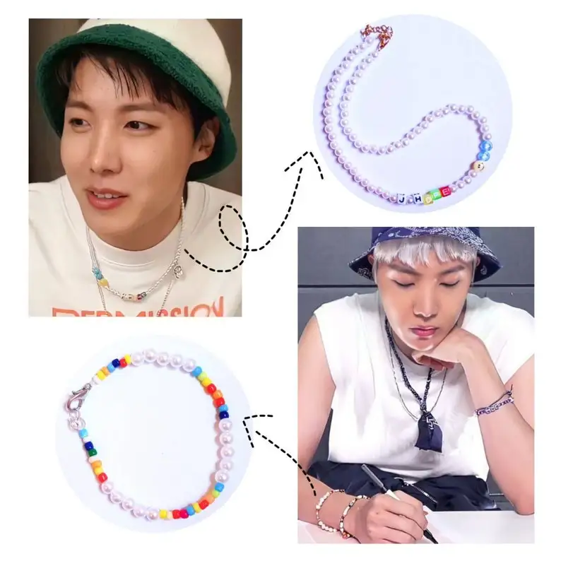 Браслет и ожерелье Kpop Bangtan Jhope, эстетические аксессуары Hobicore, белый женский браслет, подарок для девушек