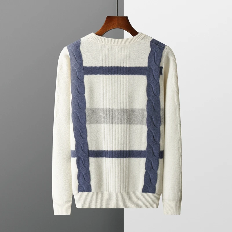 Осень/зима новый утолщенный витой контрастный свитер из 100% мериносовой шерсти