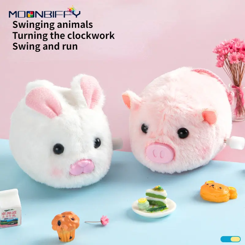 

Rabbit Clockwork Running Swinging Pig Pulling Rope Shaking Tail Little Cute Pig Doll Birthday Gifts Multi-Functional Children's