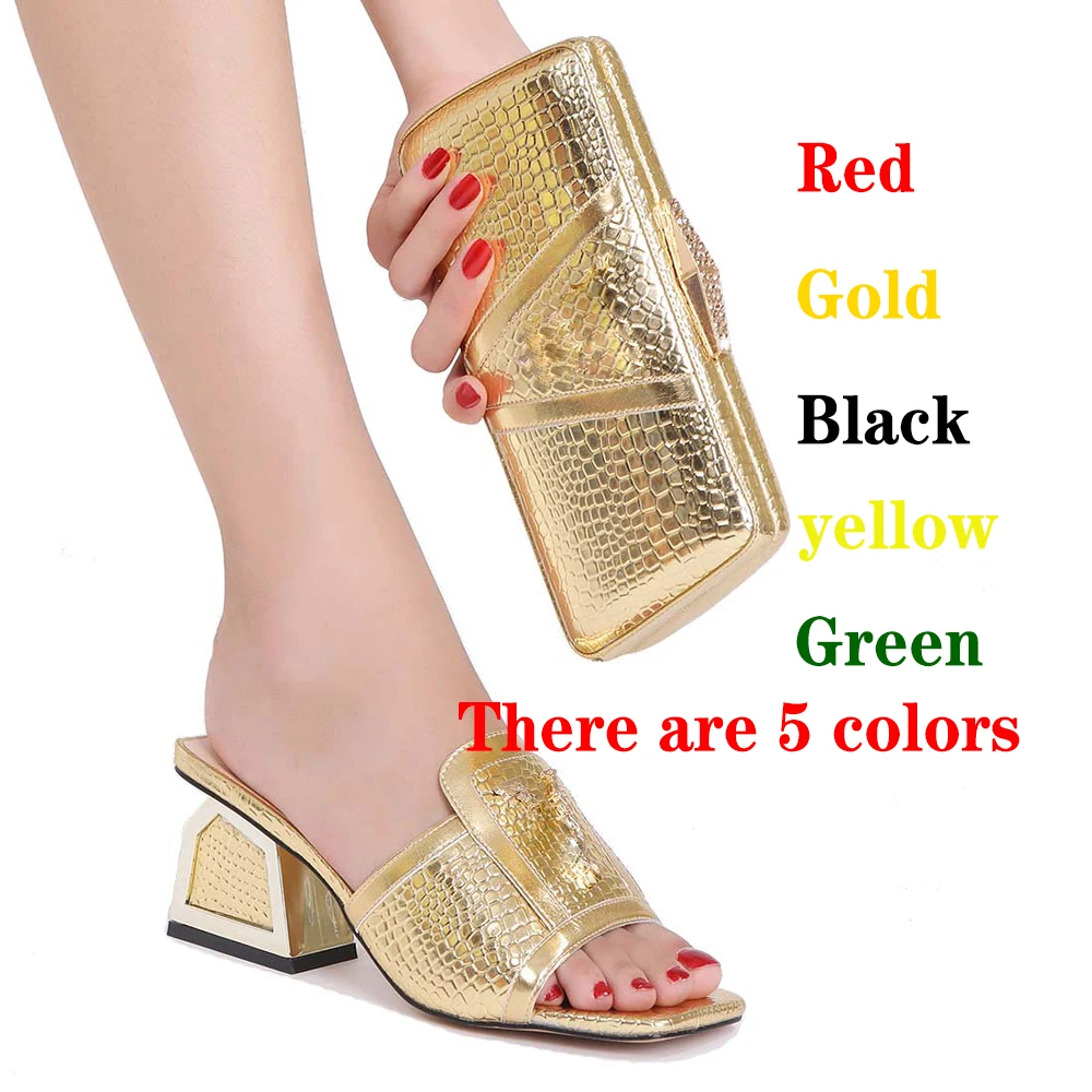 Italian Handbag High Heels Woman Summer Spring 2022 Wedding Latest Slippers For Ladies Matching Shoes And Bag Set African Trend