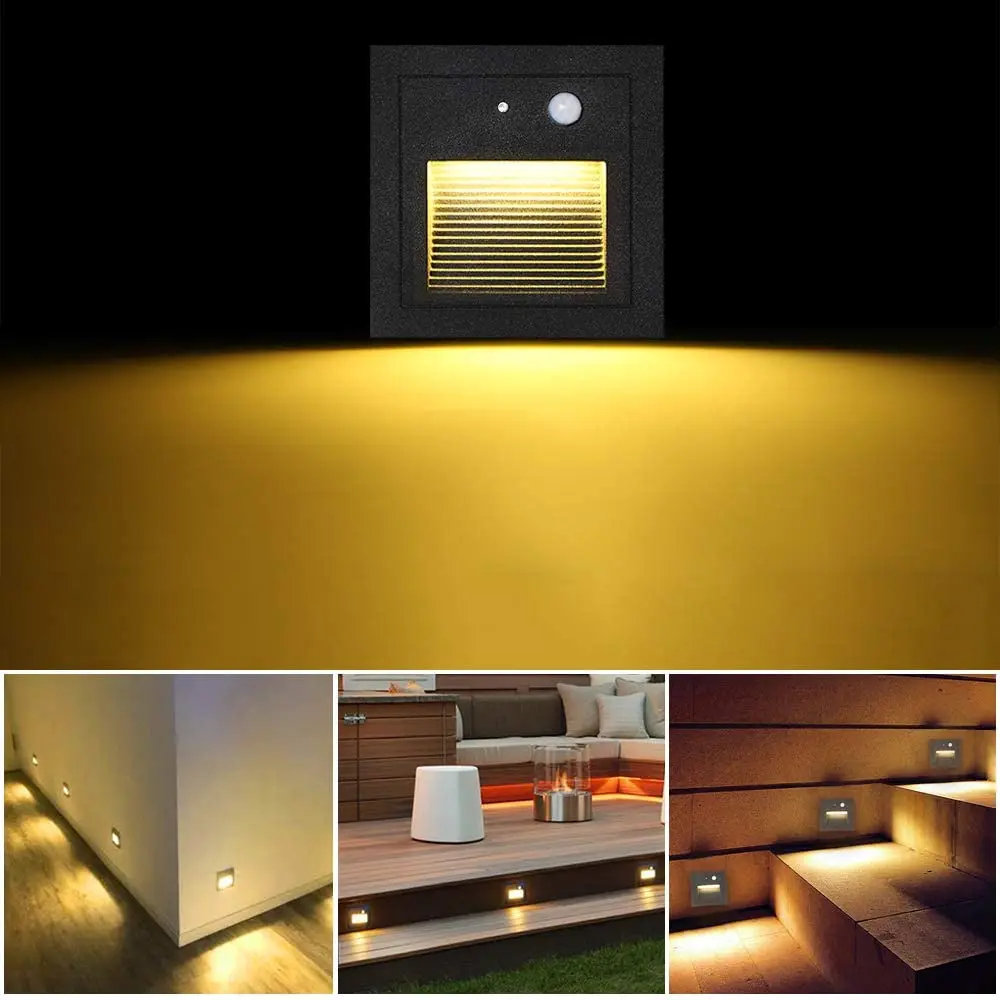 

IP65 PIR Motion Detector Light Sensor Led Step Stair Outdoor Footlight Recessed Corner Wall Lamp Exterior Garden 220v 110v