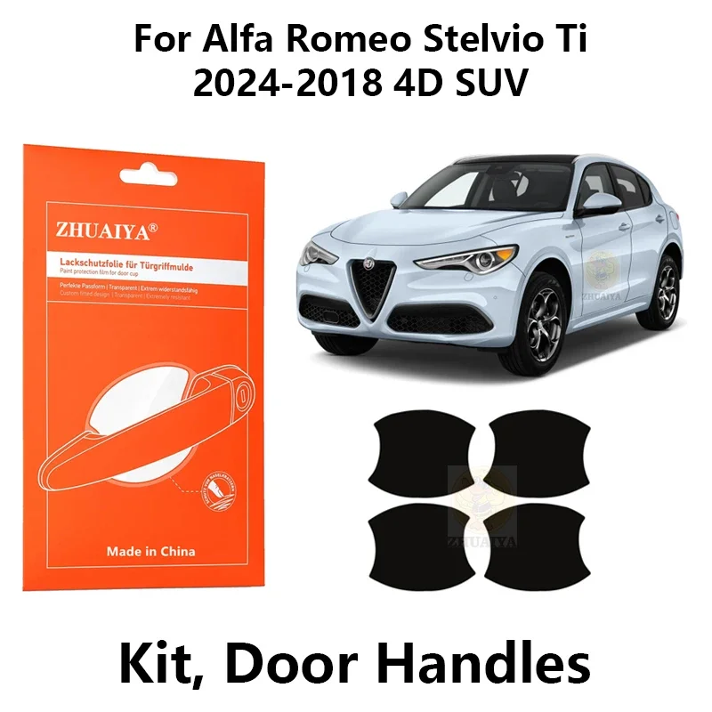 

ZHUAIYA Door Edge Guards Door Handle Cup Paint Protection Film TPU PPF For Alfa Romeo Stelvio Ti 2024-2018 4D SUV
