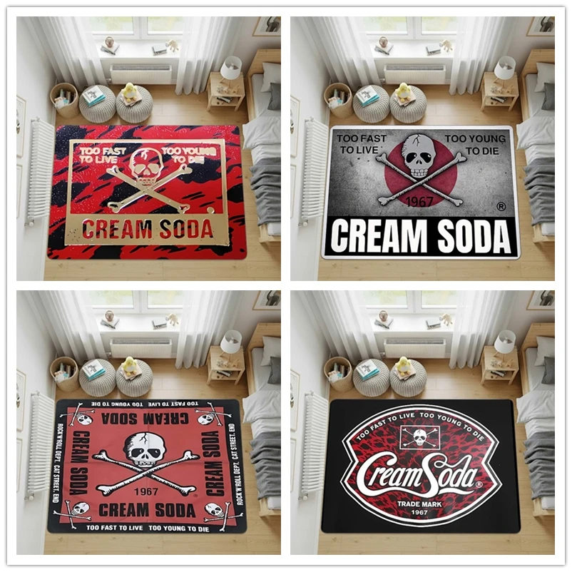 Фото Ковер в винтажном стиле Cream Soda Temmyes Rockabilly Tokyo, ковер для гостиной, коврик под компьютерное кресло, коврик для прихожей, входной коврик №1
