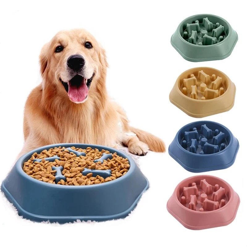 

Anti Choking Pet Feeding Food Bowls Slow Feeder PP Plastic Dish Bowl Home Dog Eating Plate Anti Gulping Bowl Pet Eat Supplies