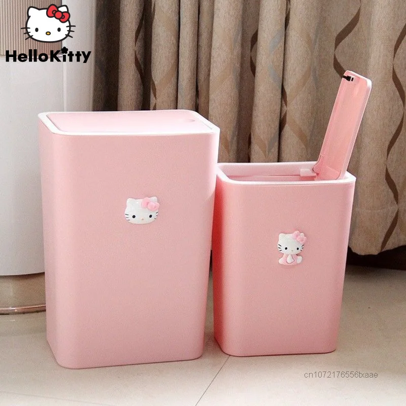 

Sanrio Hello Kitty Grinder Garbage Holder Toilet Paper Clean Dustbin Bucket Trash Can Bathroom Accessories Wasted Storage Boxes