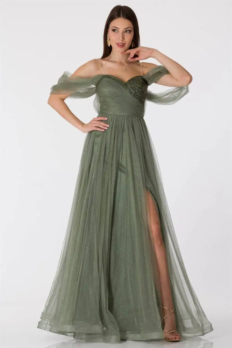 

Women's Luminous Slits Evening Dresses Green Mold