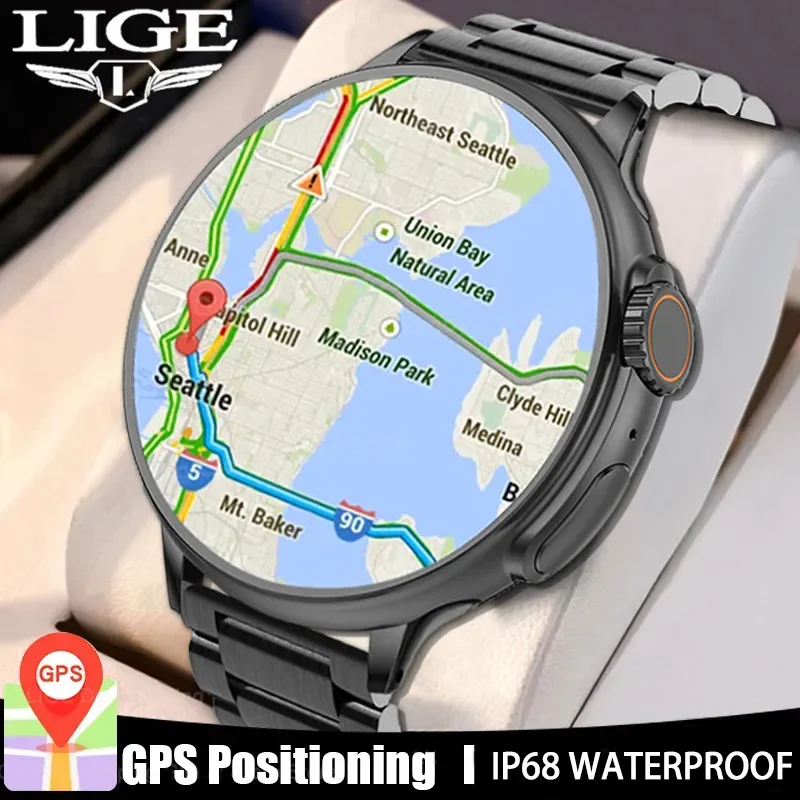 

Смарт-часы LIGE с GPS-треком, водонепроницаемые, IP68