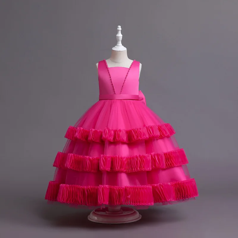 

Girls Christmas Dress Flowers Bridesmaid Princess Clothes Tiers Long Party Gowns Pageant Prom Communion Vestidos 11 12 Years