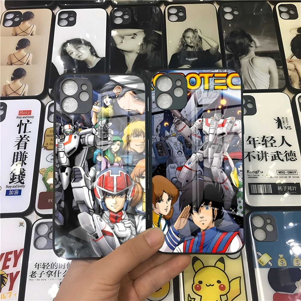 Чехол для телефона R-Robotech Macross IPhone 16 15 14 Pro 11 13 12 Mini XS XR Max 6 8 7 Plus SE Glass Luxury Design Cove