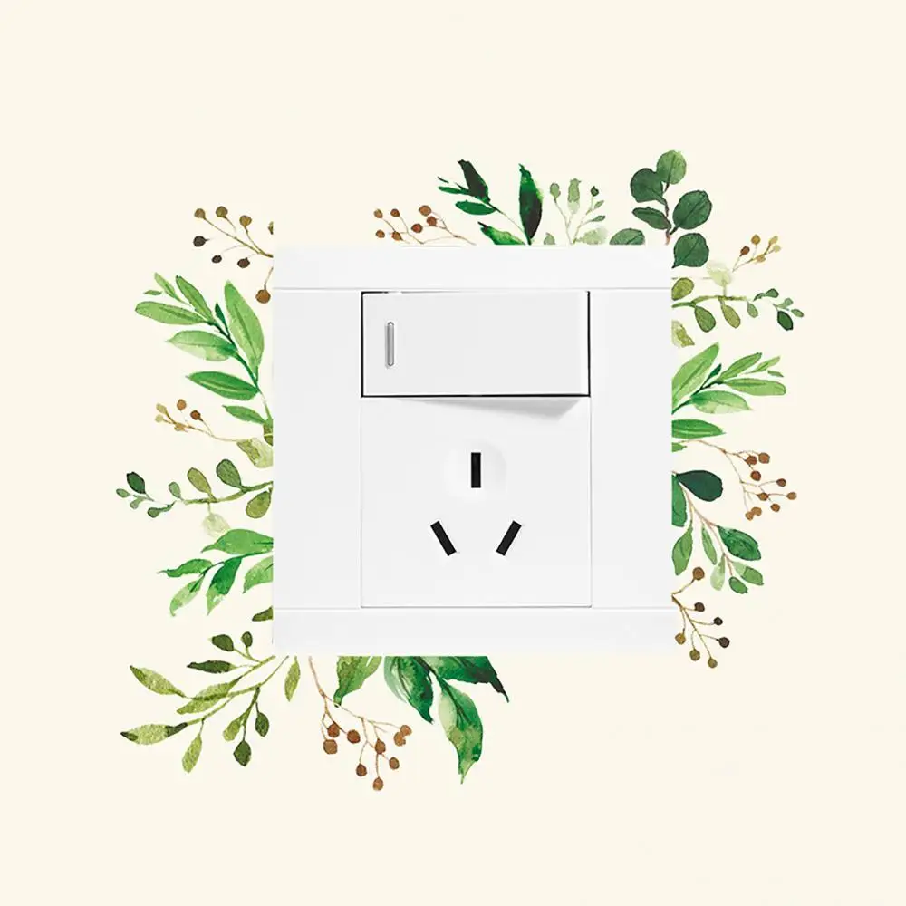 

Switch Sticker Green Leaves Home Decoration Luminous Switch Protective Cover Wall Sticker Socket Decor room home decor