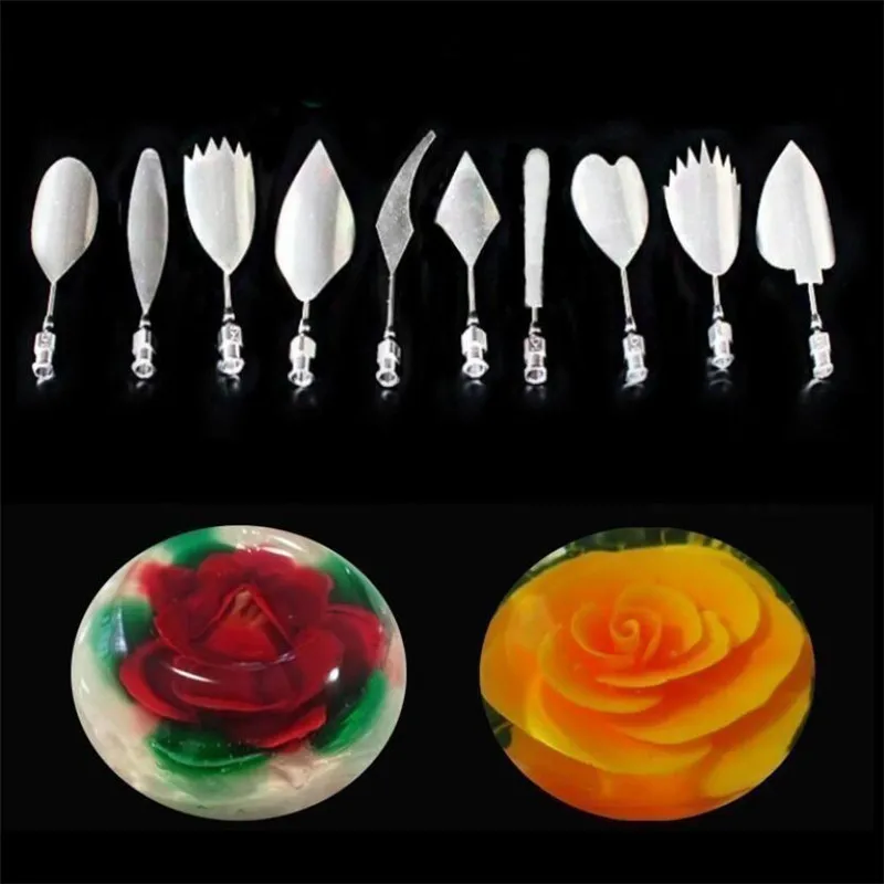 10Pcs Pudding Nozzle +1 Syringe Tool 3D Jelly Flower Cake Jello Gelatin Art Tool Russia Nozzle DIY Cake Decorating Tools images - 6