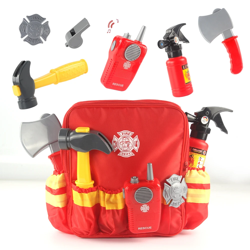 

Hot Sale Firefighter Tool Kit High Quality Fireman Roleplay Tool Set Children's Play House Toy Bag