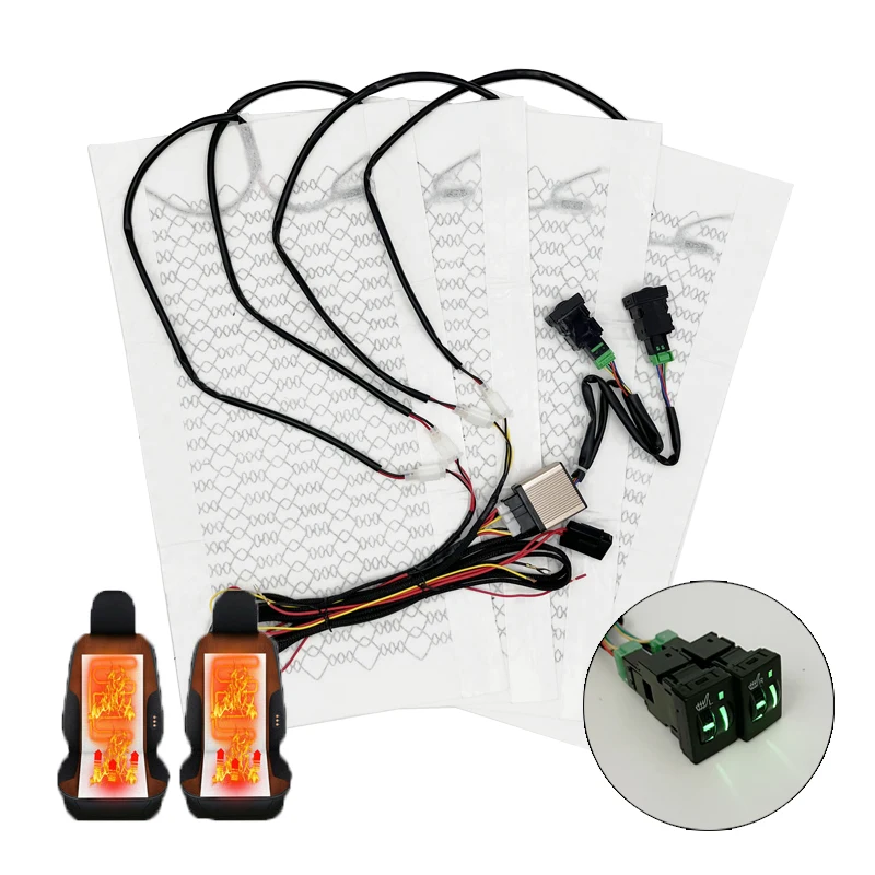

Built-in Car Seat Heater Kit Fit 2 Seats 12V 27W Heating Pads Poleless Paddle Dual Control Switch For Toyota Camry Corolla RVA4