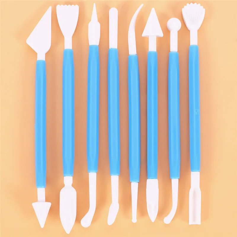 

8pcs/set Icing Fondant Scraper Dough Knife Baking Pastry Tools Decorating Plain Smooth Jagged Edge Spatulas Cutters Cake Plastic