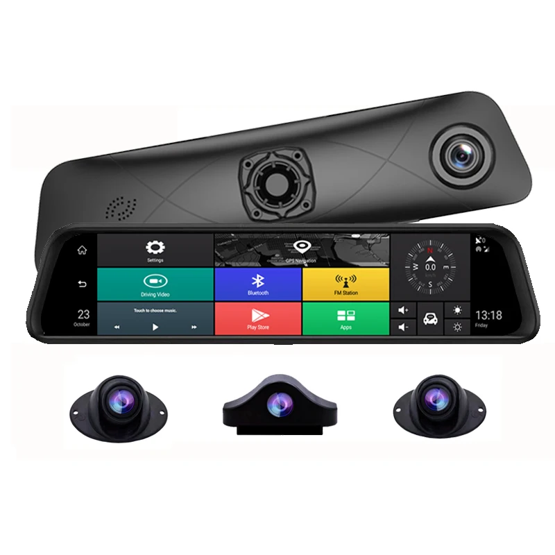 

4 Channel Panoramic 360 Degree 4G Wifi Dashcam 12 inch ADAS Android OS Rearview Mirror GPS Car Dvr Cameras Video Recorder