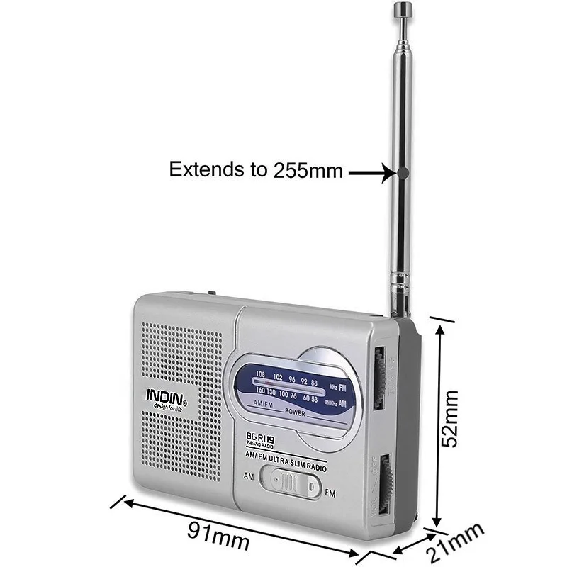 Radio Receiver Outdoor Portable AM/FM Antenna Telescopic 3V Multi-function Old People Diy Fm R119 | Электроника