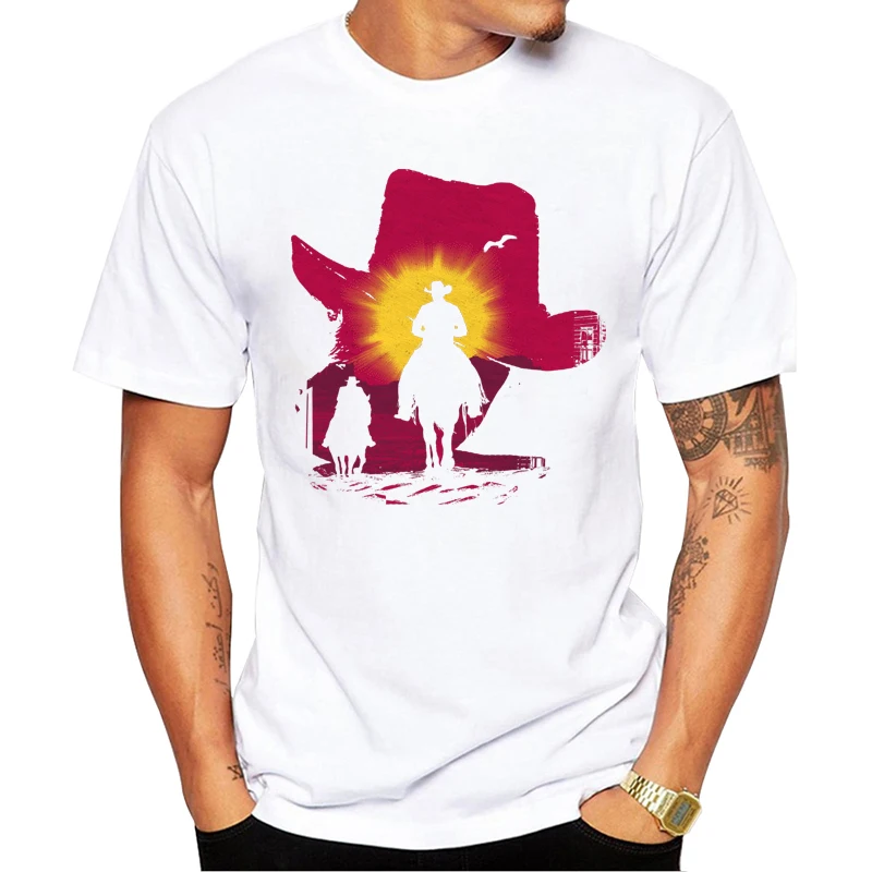 TEEHUB повседневная мужская футболка Закатные всадки модная хипстерская с красной
