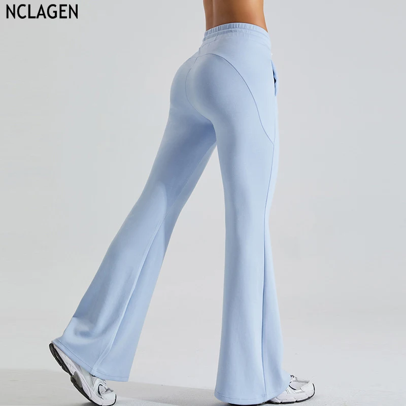 

Спортивные брюки NCLAGEN на осень и зиму, женские Облегающие расклешенные брюки, уличные Удобные леггинсы для бега, йоги, фитнеса, тренажерного зала