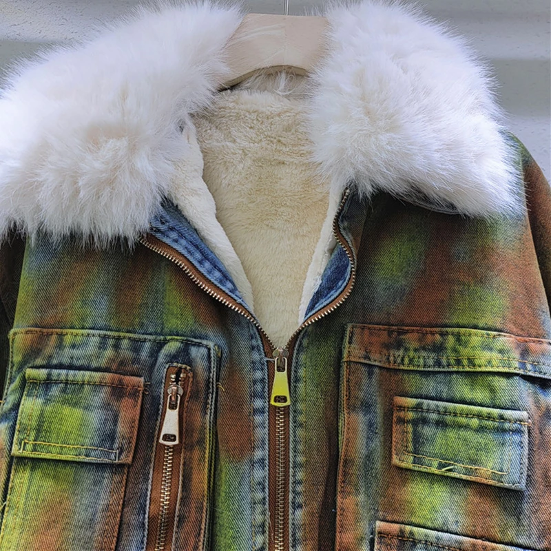 KBQ новые хитовые цветные шикарные джинсовые куртки с перьями для женщин уличные