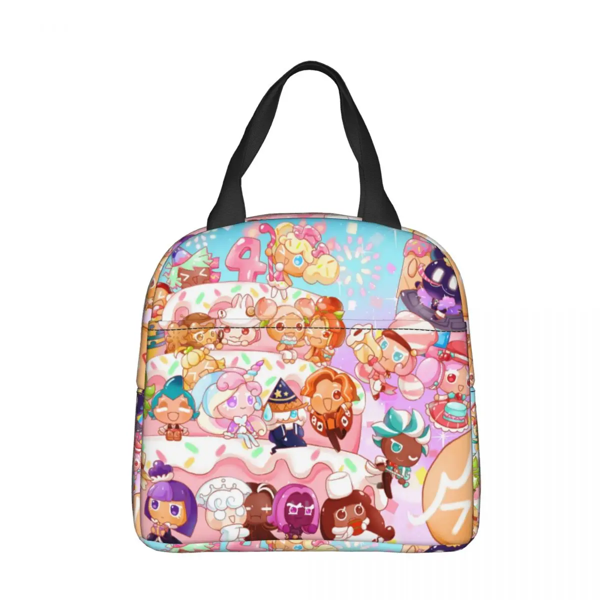 

Pink Birthday Cake Lunch Bag Box Cookie Run Game Children Aluminum Bag Foil Portable Lunchbox