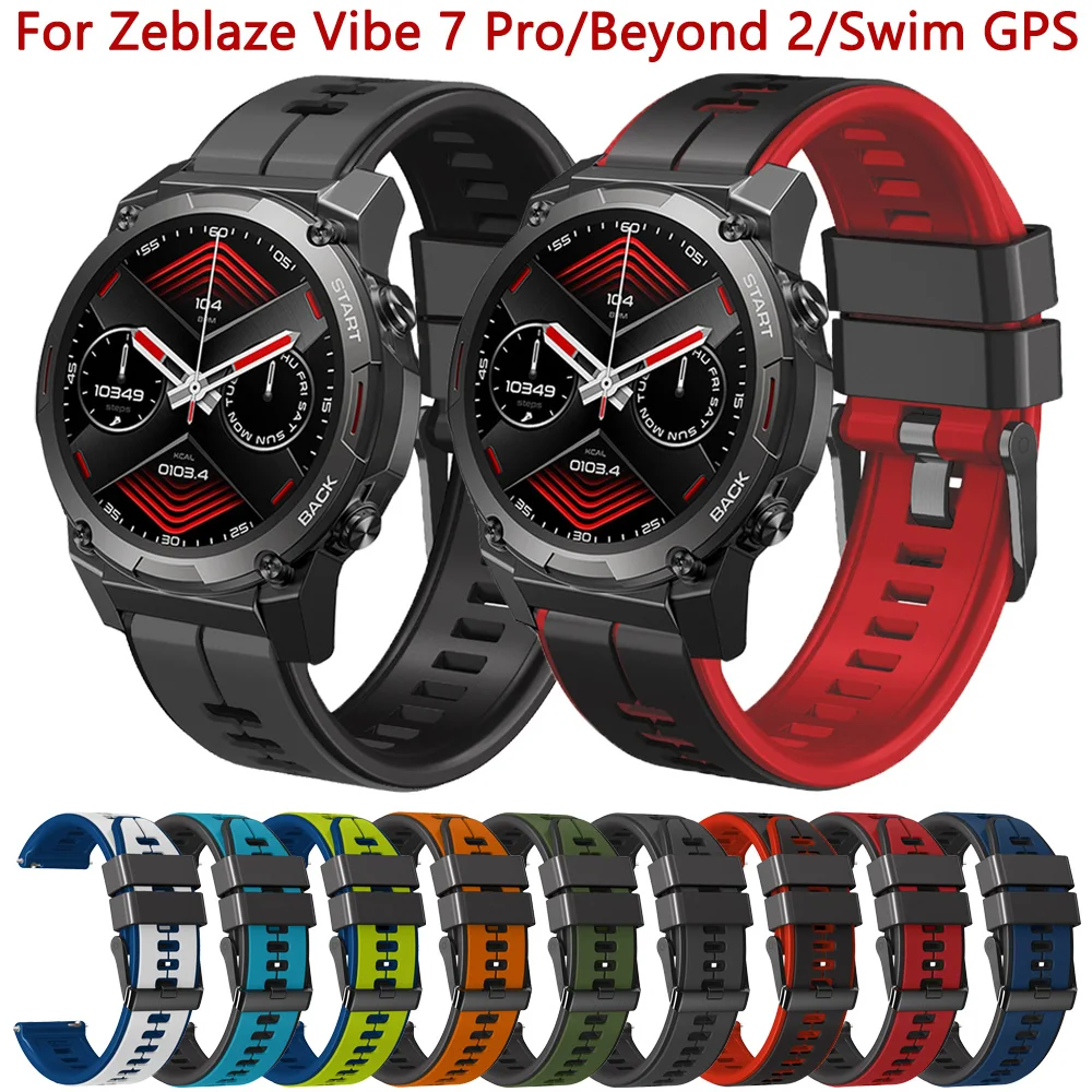 

22mm Band Strap For Zeblaze Vibe 7 Pro Silicone Bracelet For Zeblaze Stratos 2 Lite Beyond GTR 2 Btalk Swim GPS Watchband Correa